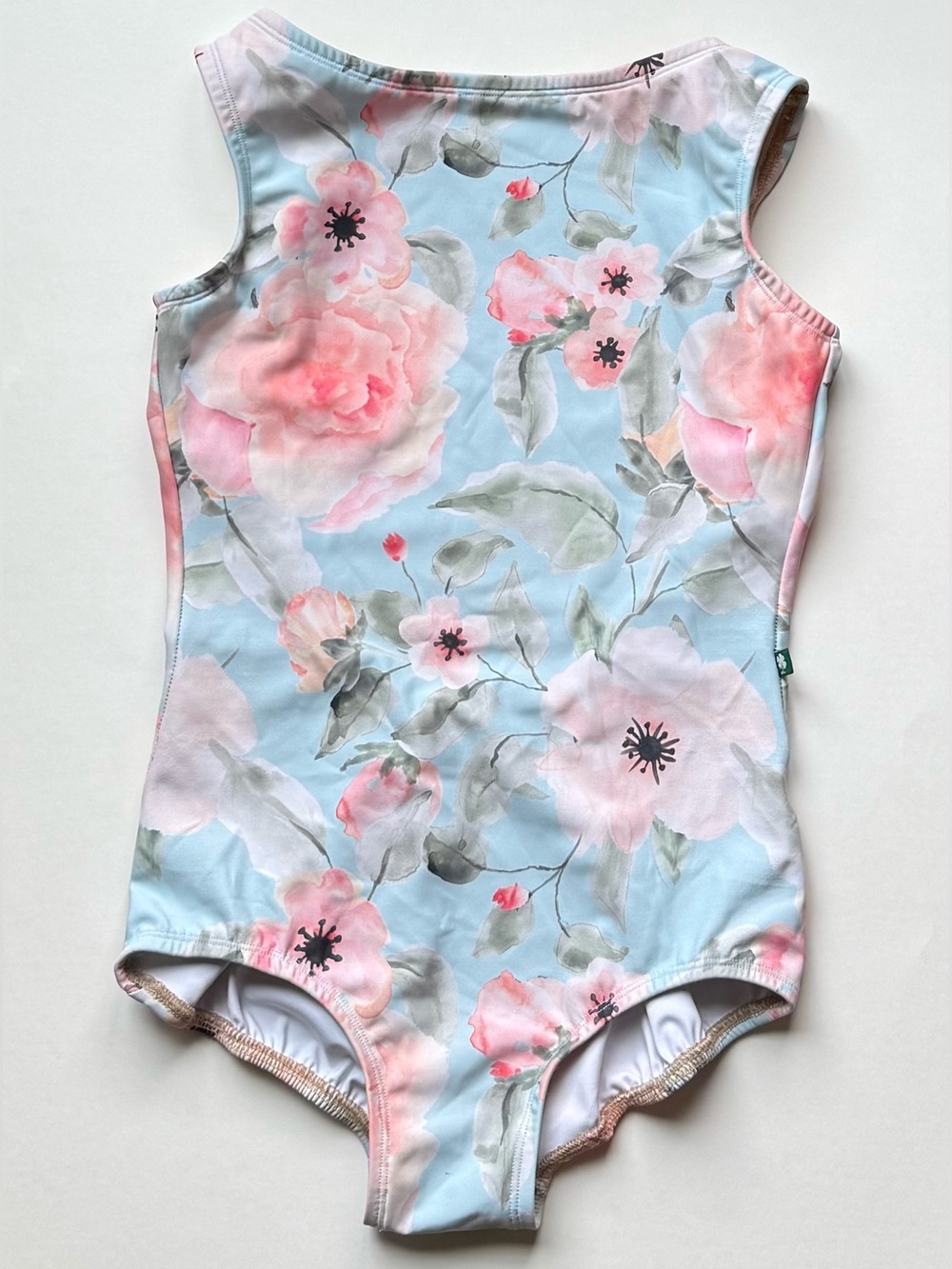 Luckyleo Dancewear Pastel Floral Print Low Back Allure Leotard - Size Medium